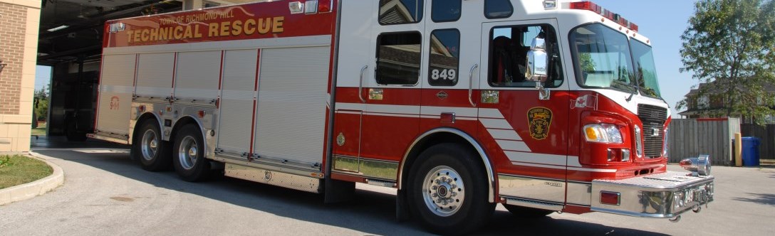 Fire truck pulling out of a fire station