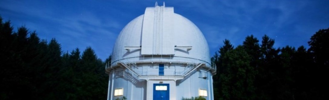 David Dunlap Observatory with dark blue night sky