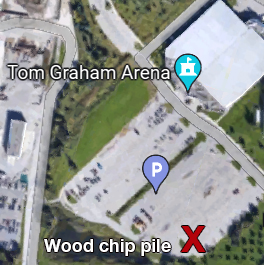 Image of parking lot outside Tom Graham Arena